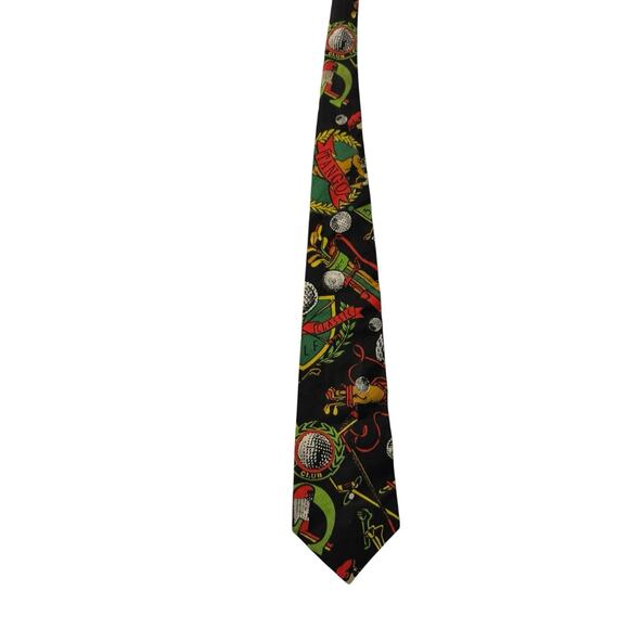 Tango By Max Raab Golfing Gold Clubs 100% Cotton Vintage Necktie - Picture 3 of 6